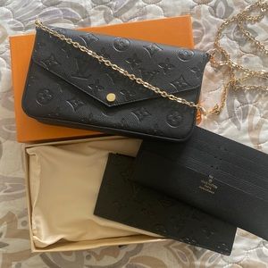 Black and gold purse with wallet